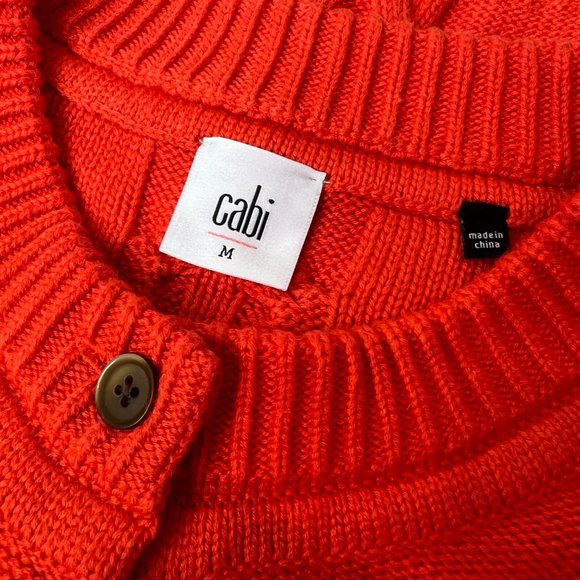 CAbi Orange Cableknit Long Sleeve Cardigan Sweater - Medium - Picture 6 of 6